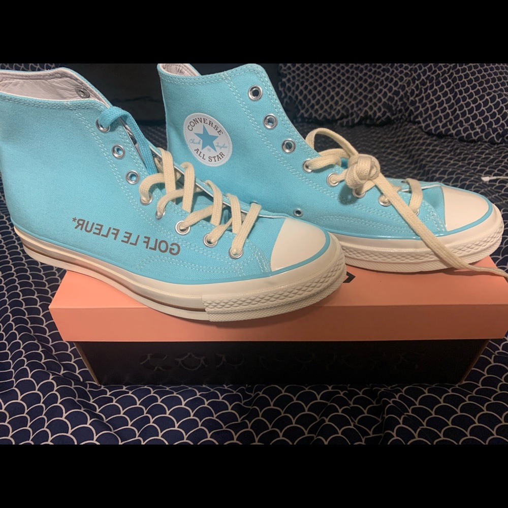 baby blue exclusive gold le fleur high tops